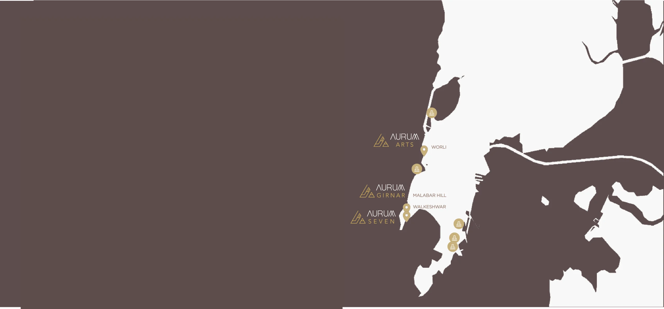 Map of South Mumbai showing Aurum Seven, Aurum Girnar and Aurum Arts
